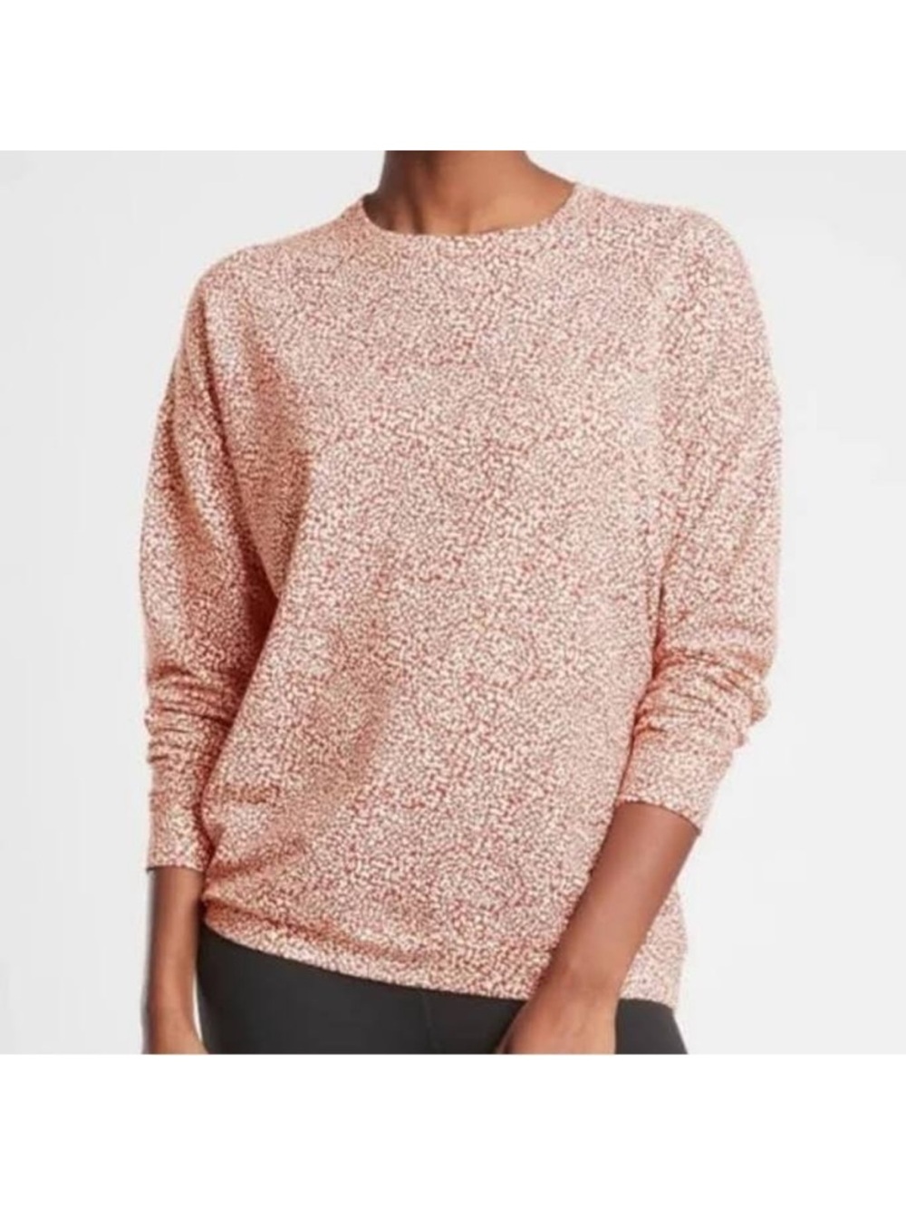 Athleta studio to micro cheetah balance pullover sweater